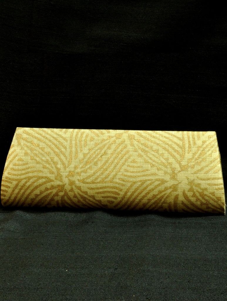 Clutch Bag, Leaf Design, Beige & Gold - The India Craft House 