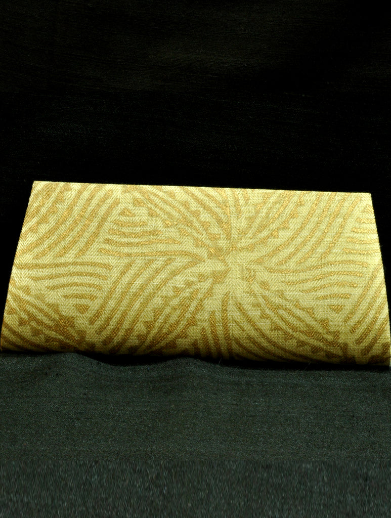 Clutch Bag, Leaf Design, Beige & Gold, Small - The India Craft House 