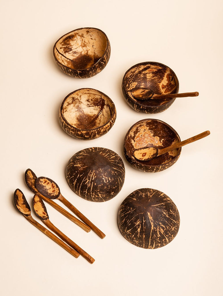 Coconut Craft Dessert Serving Bowls & Spoons (Set 6)