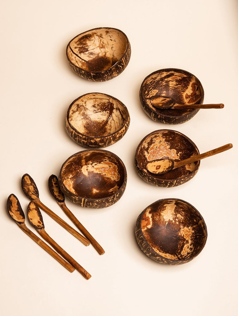 Coconut Craft Dessert Serving Bowls & Spoons (Set 6)