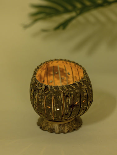 Coconut Craft Tea Light Holder -  Lines and Dots