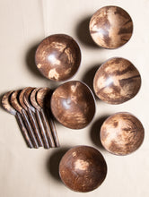 Load image into Gallery viewer, Coconut Serving Bowls and Spoons - (Set of 6) - The India Craft House 