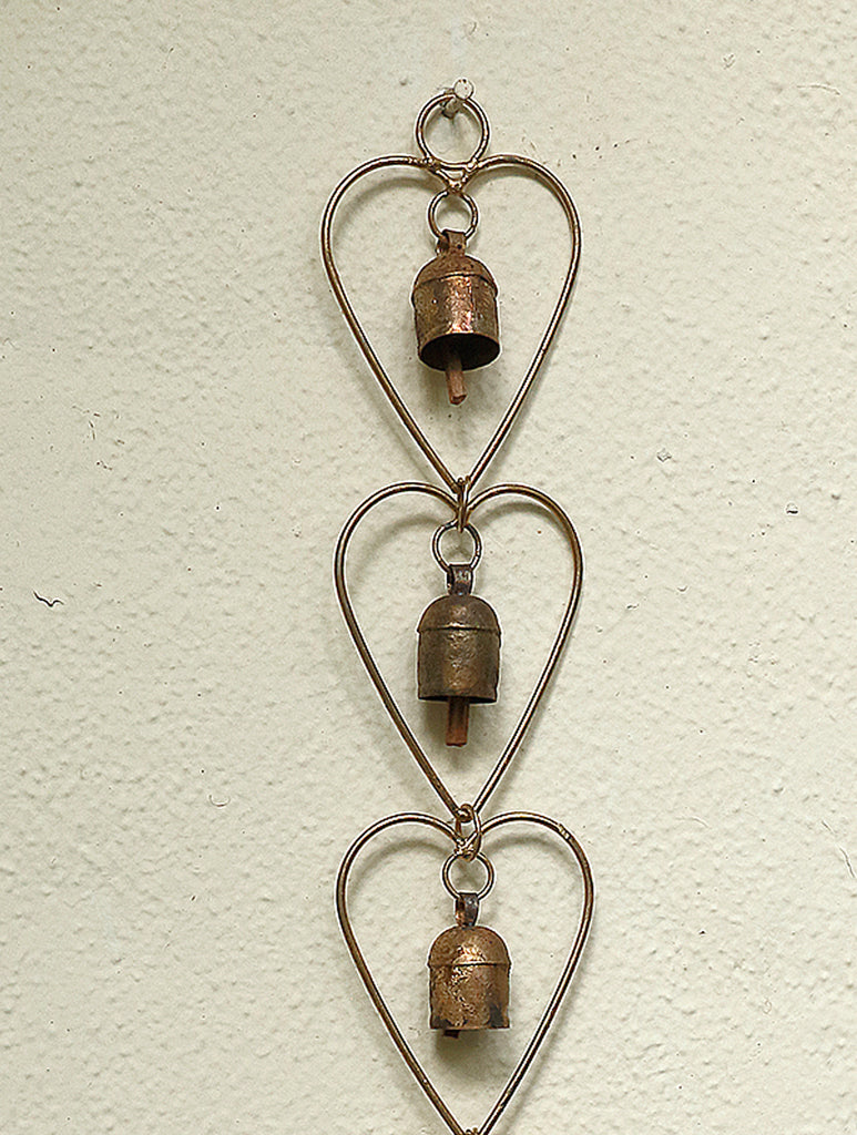 Copper Bells String  On Heart Shaped Frame - The India Craft House 
