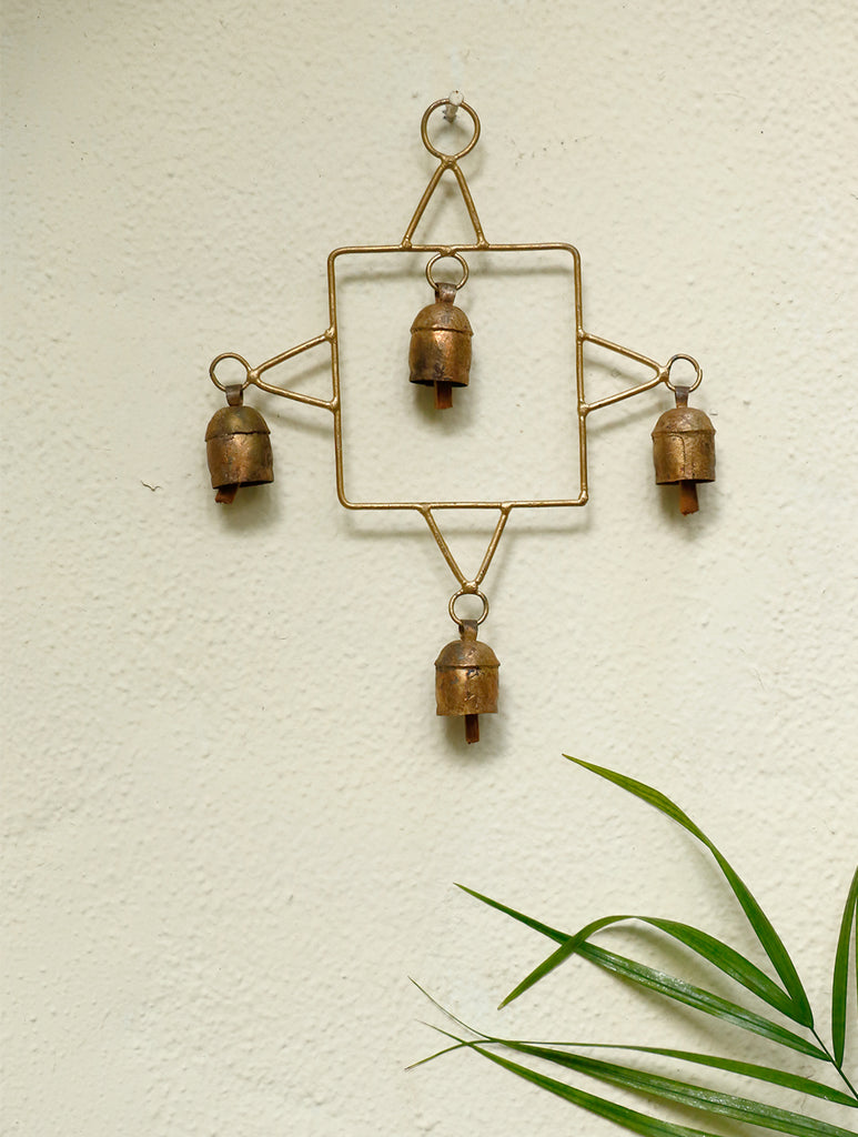 Copper Bells String On Square Shaped Frame - The India Craft House 
