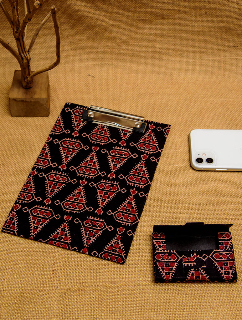 Cotton Block Print Clipboard (Small) & Visting Card Holder