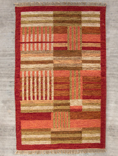 Handwoven Kilim Rug (8 x 5 ft) - Geometric - The India Craft House 