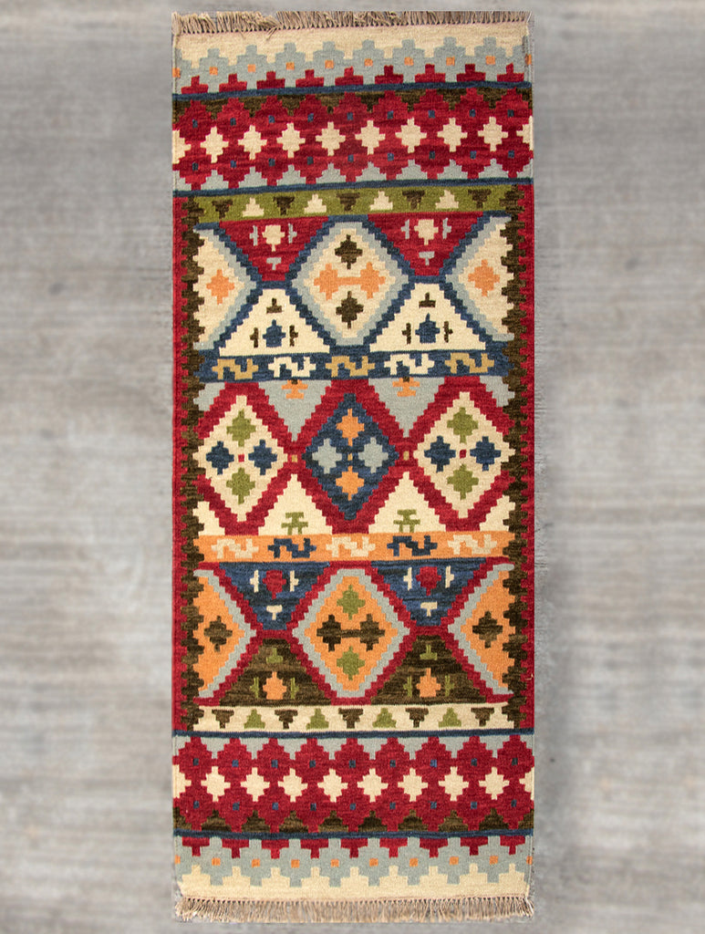 Handwoven Kilim Long Runner Rug (6 x 2 ft) - The India Craft House 