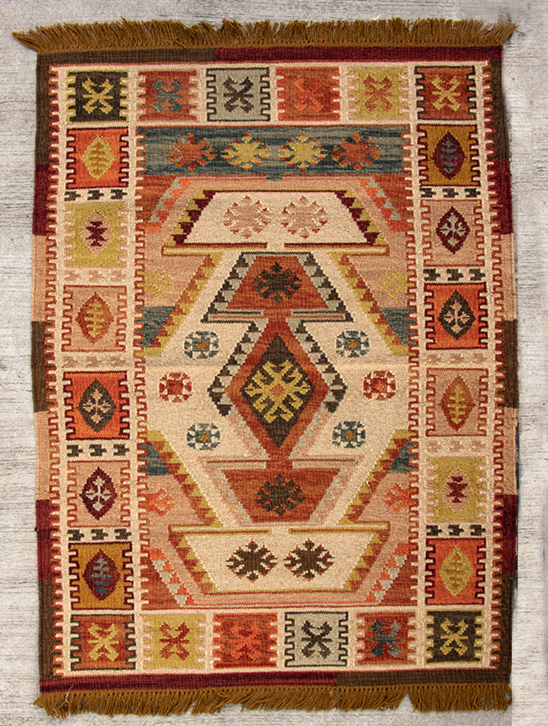 Handwoven Kilim Rug (5 x 3 ft) - The India Craft House 