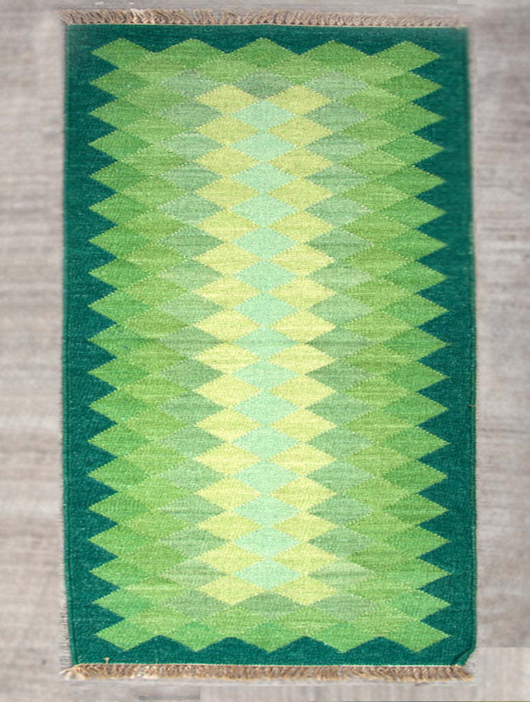 Handwoven Kilim Rug (5 x 3 ft) - Zigzags - The India Craft House 