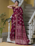 Dabu Block Printed Chanderi Saree - Ambi (With Blouse Piece)