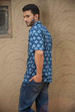 Load image into Gallery viewer, Dabu Hand Block Printed Cotton Shirt - Indigo Maple