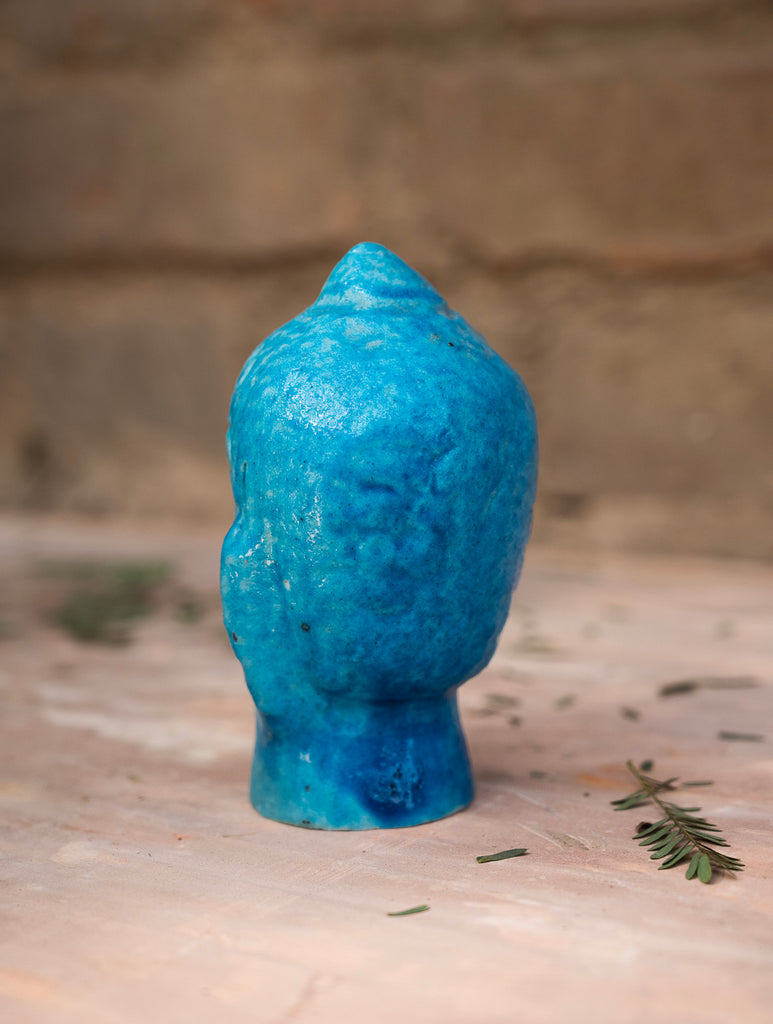 Delhi Blue Art Pottery Curio - Buddha Head