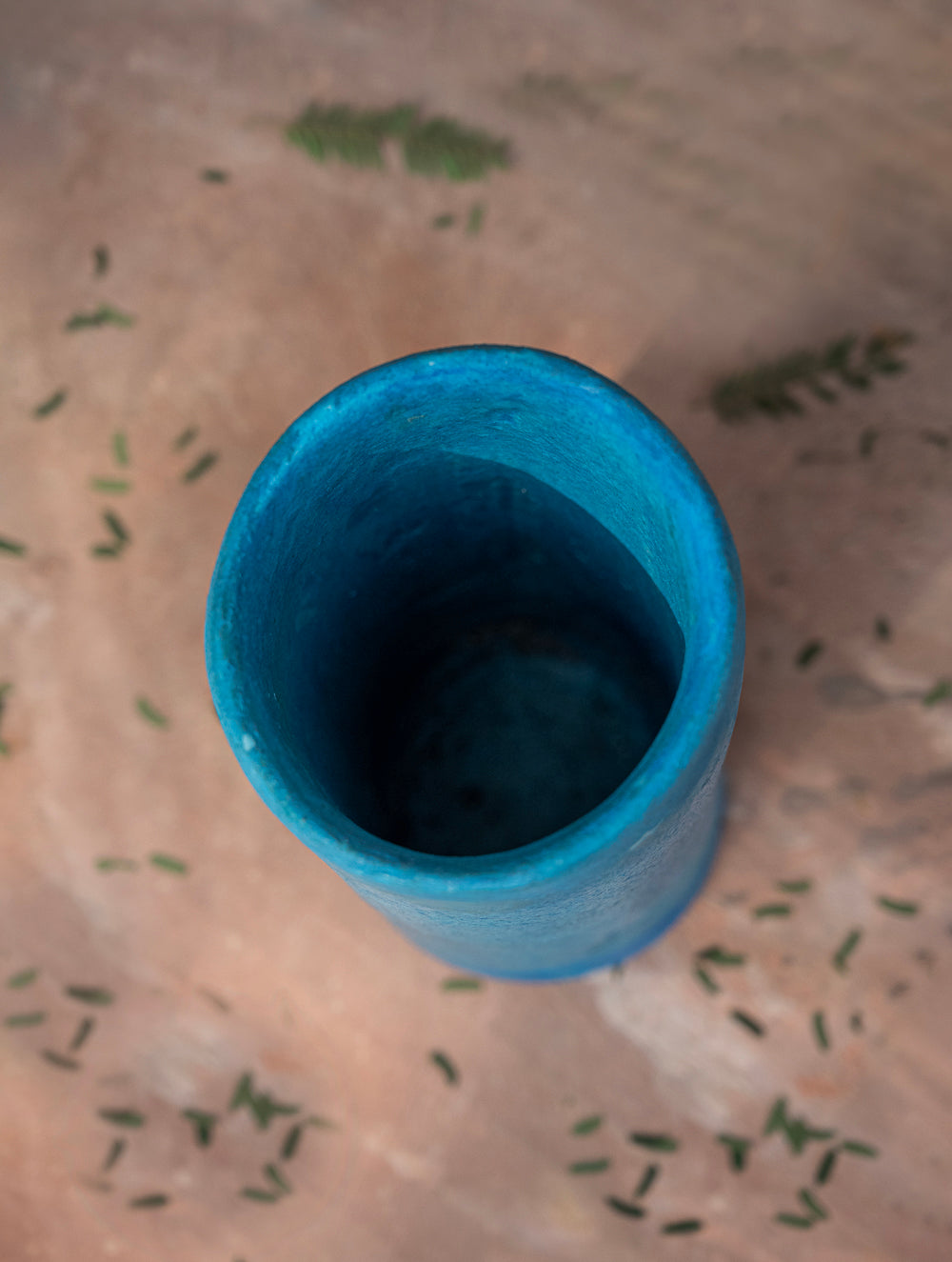 Delhi Blue Art Pottery Curio / Cylindrical Vase