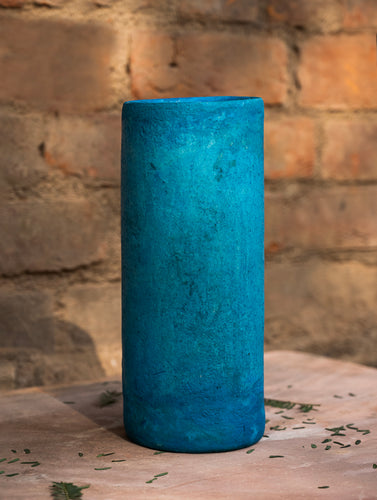 Delhi Blue Art Pottery Curio / Cylindrical Vase