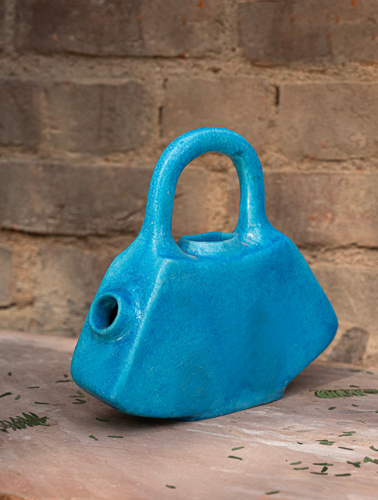 Delhi Blue Art Pottery Curio / Flat Kettle
