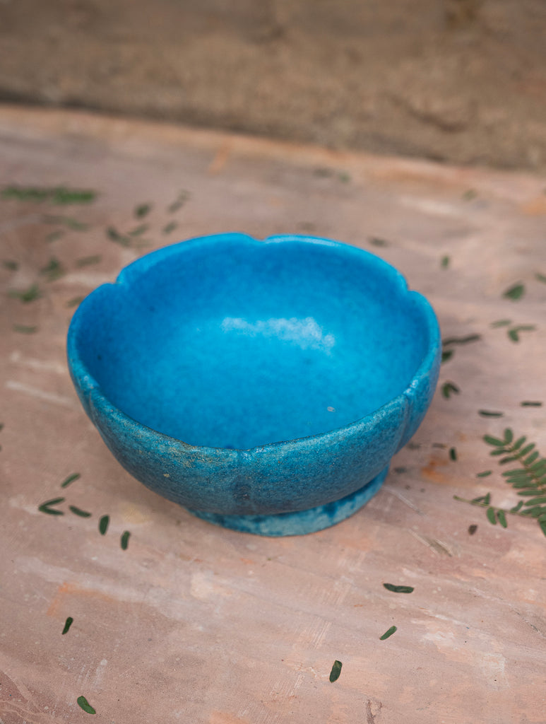 Delhi Blue Art Pottery Curio / Flower Shaped Utility Bowl