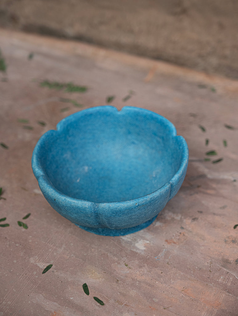Delhi Blue Art Pottery Curio / Flower Shaped Utility Bowl