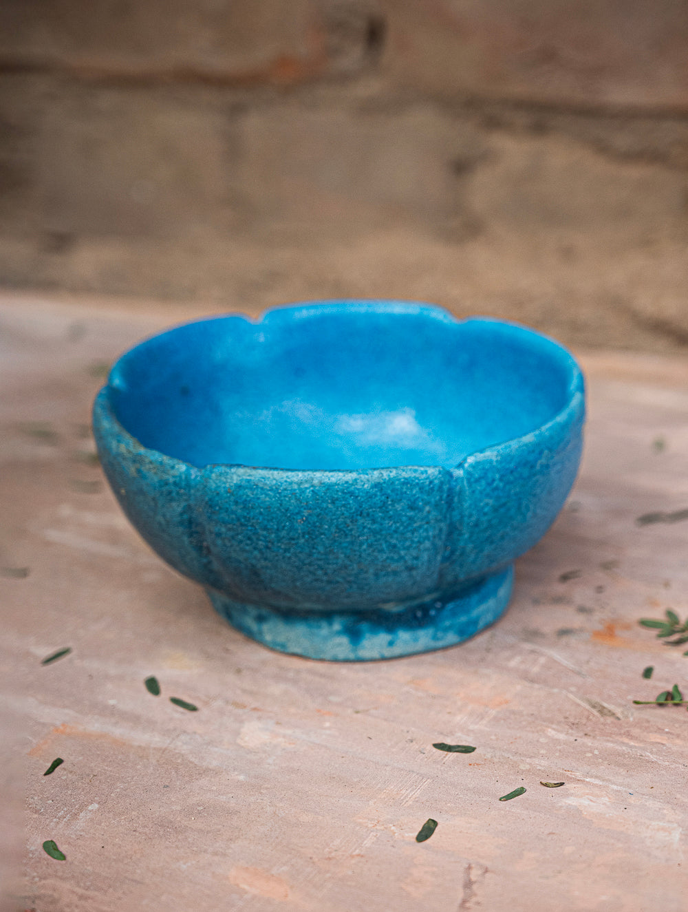 Delhi Blue Art Pottery Curio / Flower Shaped Utility Bowl