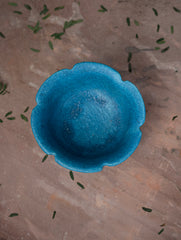 Delhi Blue Art Pottery Curio / Flower Shaped Utility Bowl