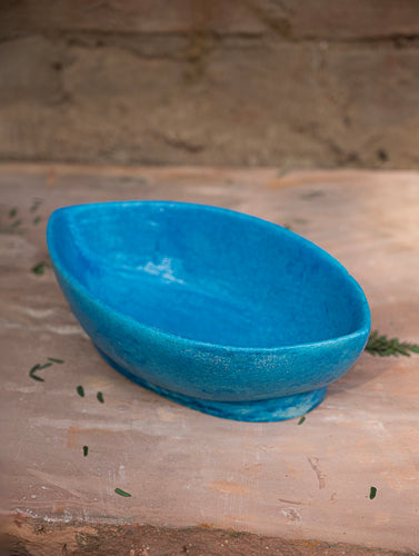 Delhi Blue Art Pottery Curio / Long Utility Bowl