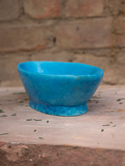 Delhi Blue Art Pottery Curio / Oval Utility Bowl