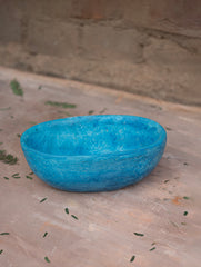 Delhi Blue Art Pottery Curio / Oval Utility Bowl