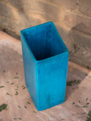 Delhi Blue Art Pottery Curio / Rectangular Vase