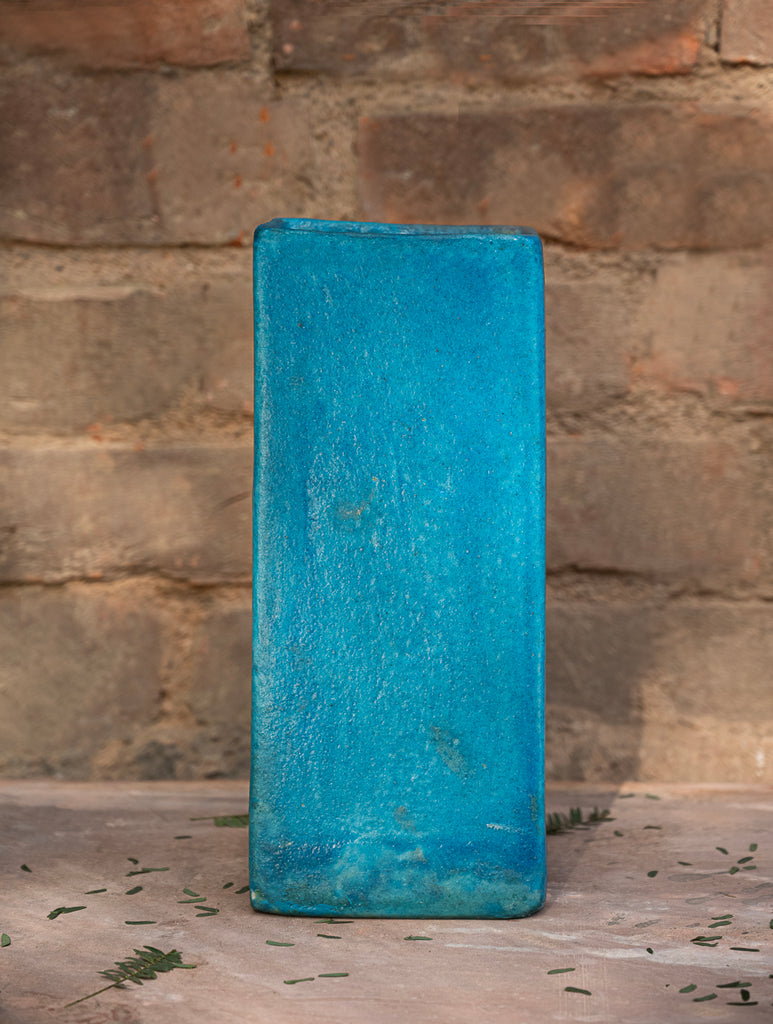 Delhi Blue Art Pottery Curio / Rectangular Vase
