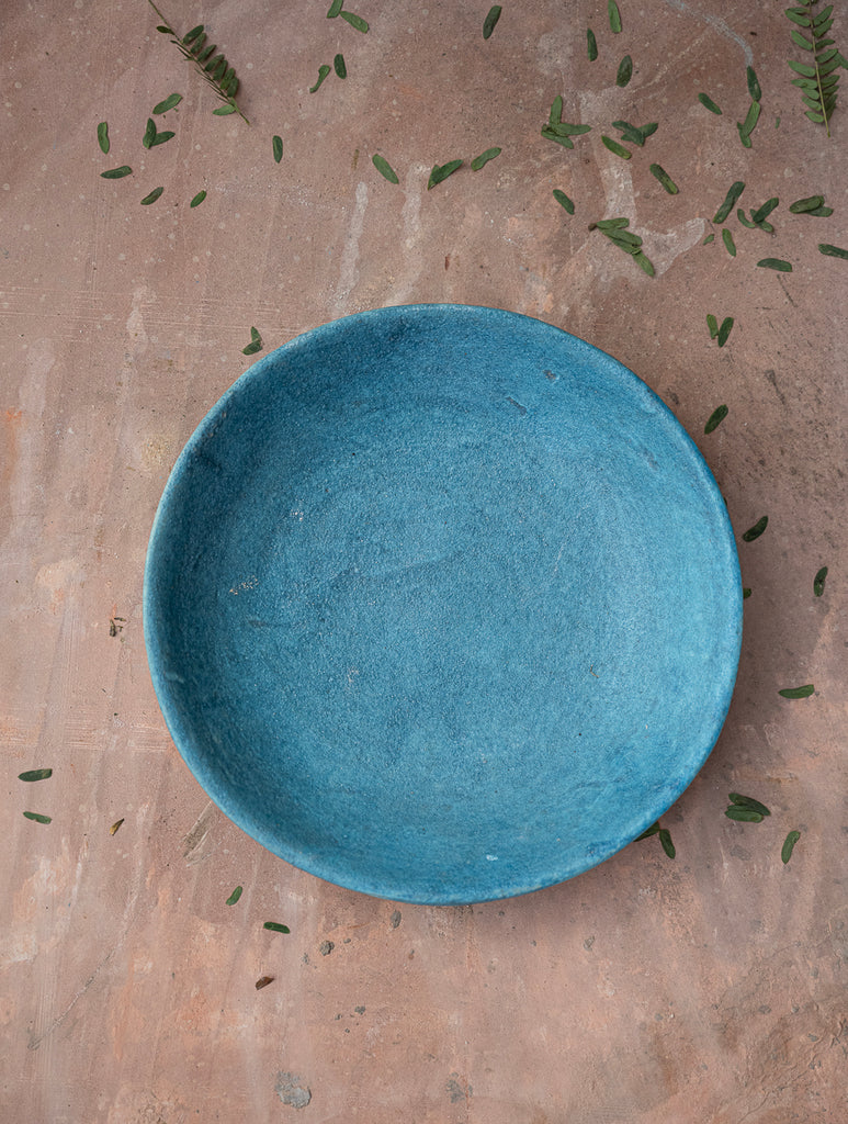 Delhi Blue Art Pottery Curio / Round Flat Bowl