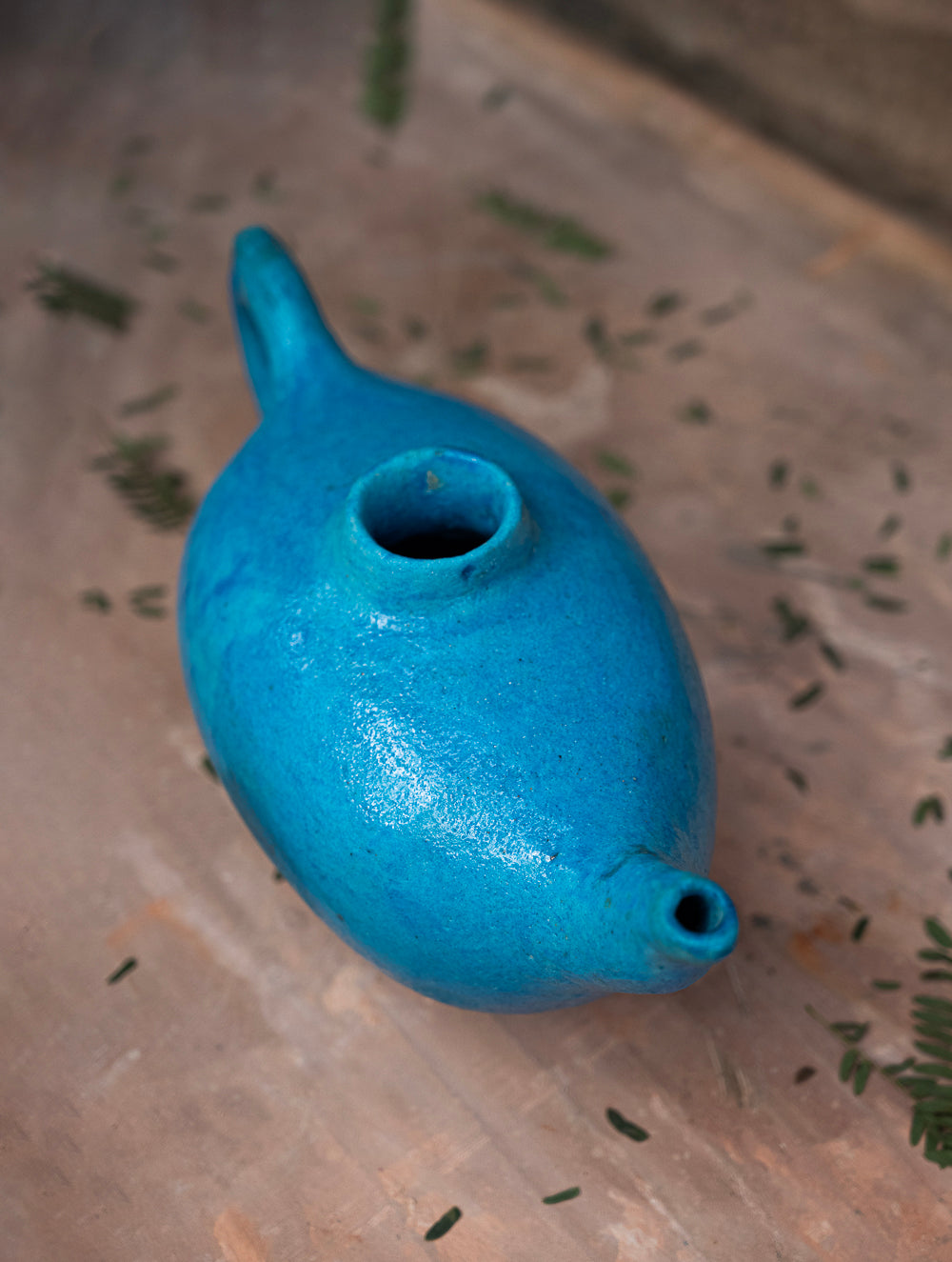 Delhi Blue Art Pottery Curio / Round Kettle