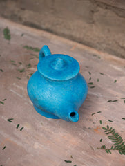 Delhi Blue Art Pottery Curio / Round Kettle With Lid