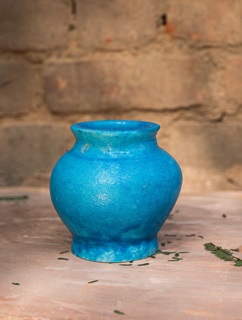 Delhi Blue Art Pottery Curio / Round Vase