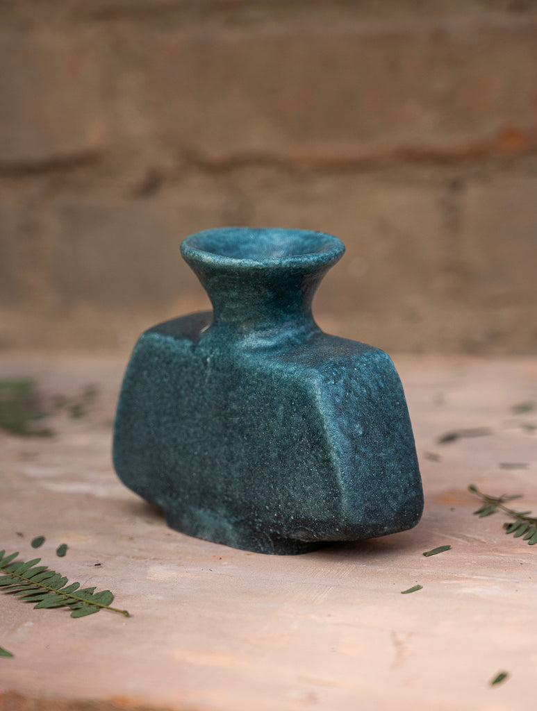Delhi Blue Art Pottery Curio / Round Vase