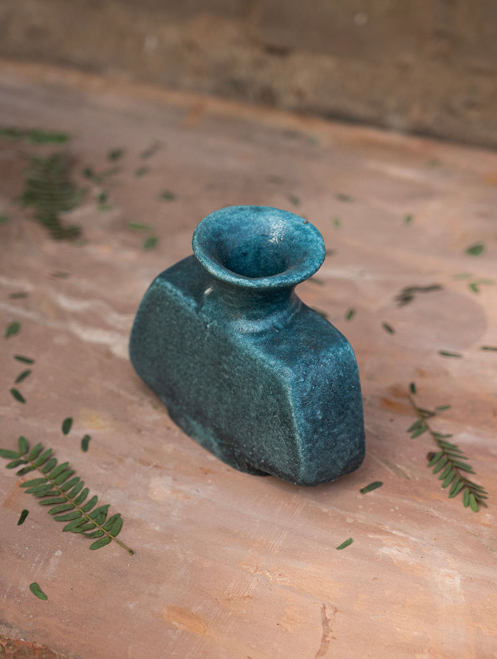 Delhi Blue Art Pottery Curio / Round Vase