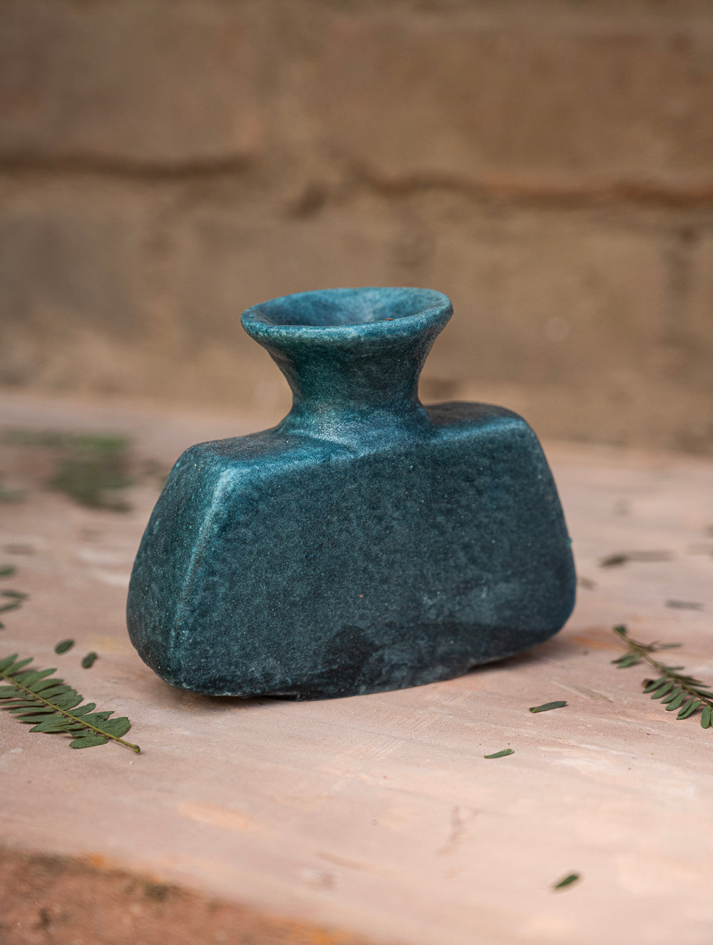 Delhi Blue Art Pottery Curio / Round Vase