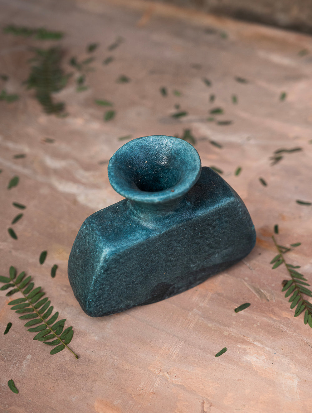 Delhi Blue Art Pottery Curio / Round Vase