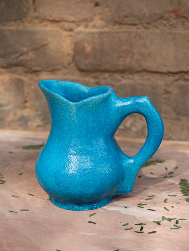 Delhi Blue Art Pottery Curio / Vase With Handle