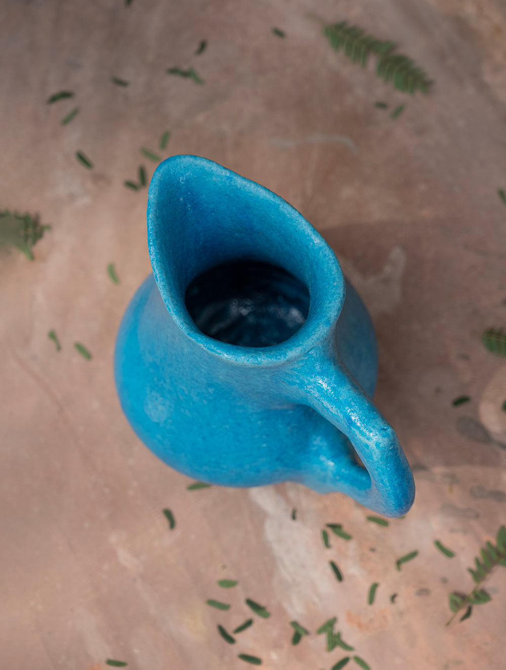 Delhi Blue Art Pottery Curio / Vase With Handle