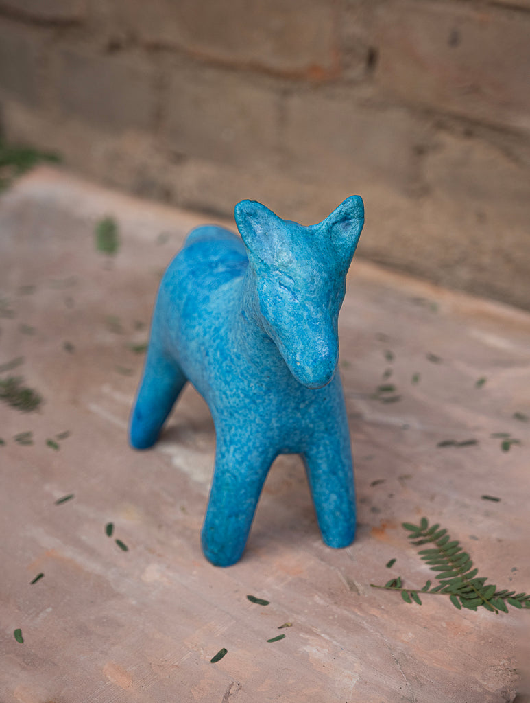 Delhi Blue Art Pottery Horse Curio 