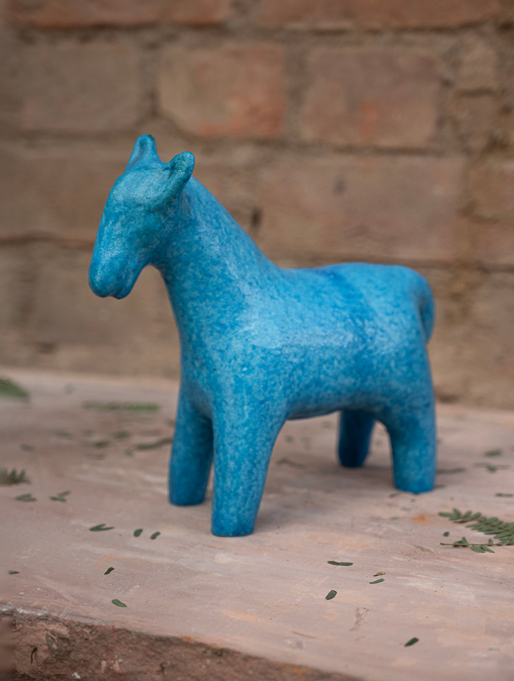 Delhi Blue Art Pottery Horse Curio 
