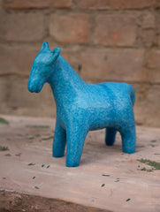 Delhi Blue Art Pottery Horse Curio 