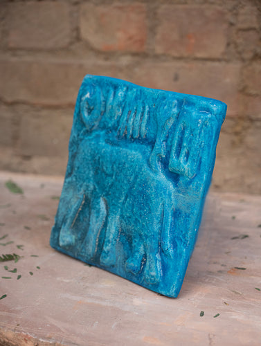 Delhi Blue Art Pottery Wall Plaque - Mohenjo Daro (Elephant)