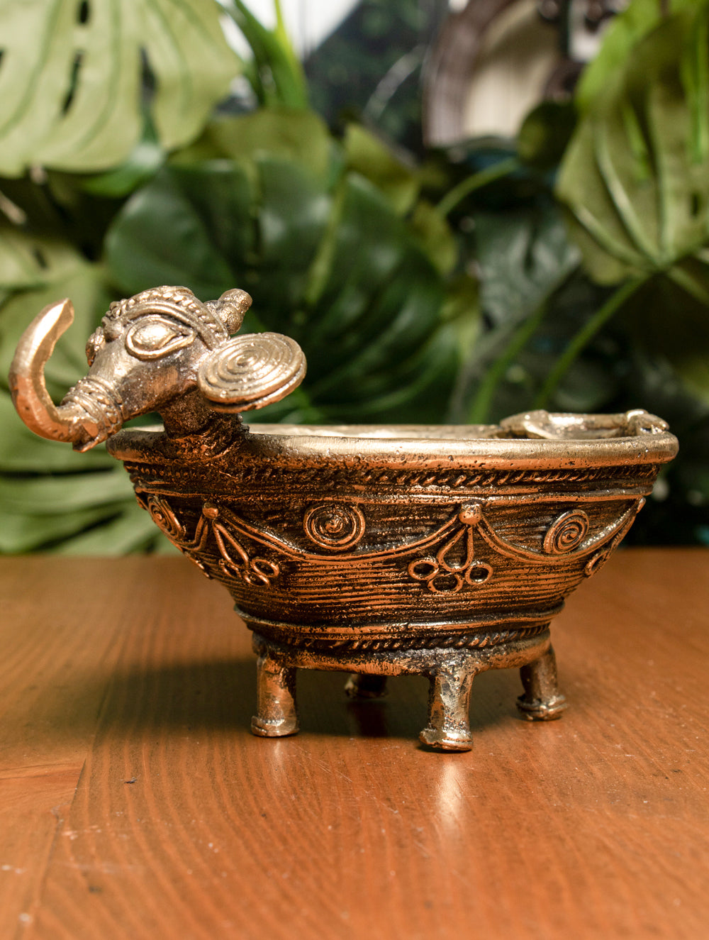 Dhokra Craft Candle Holder - Elephant - The India Craft House 