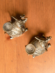 Dhokra Craft Candle Holders - Elephants (Set of 2) - The India Craft House 