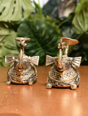 Dhokra Craft Candle Holders - Elephants (Set of 2) - The India Craft House 