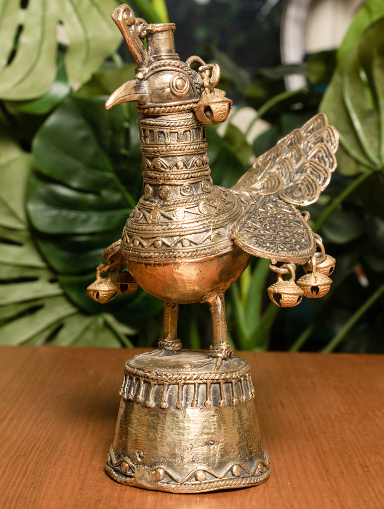 Dhokra Craft Curio - Peacock - The India Craft House 