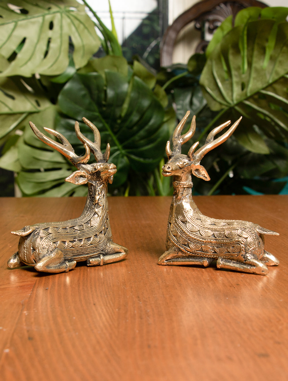 Dhokra Craft Curio - Reindeer (Set of 2) - The India Craft House 