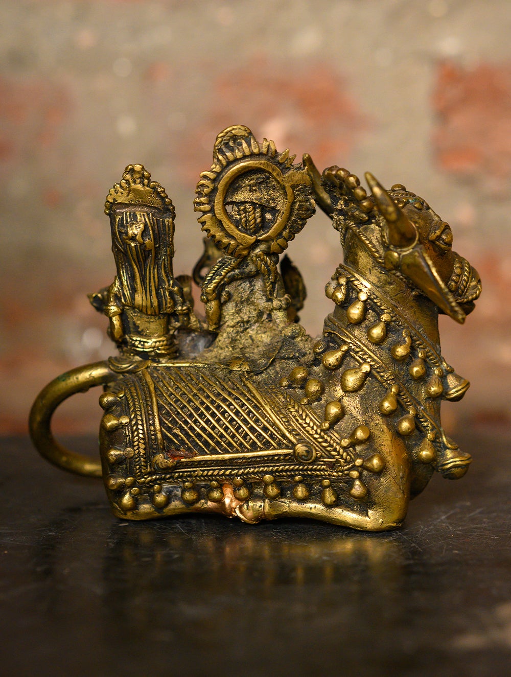 Load image into Gallery viewer, Dhokra Craft Curio - Shiva Parvati &amp; Nandi