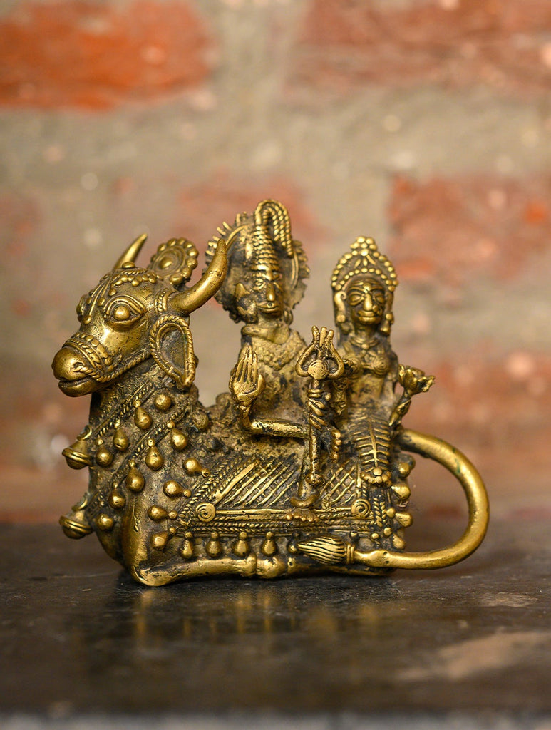 Dhokra Craft Curio - Shiva Parvati & Nandi