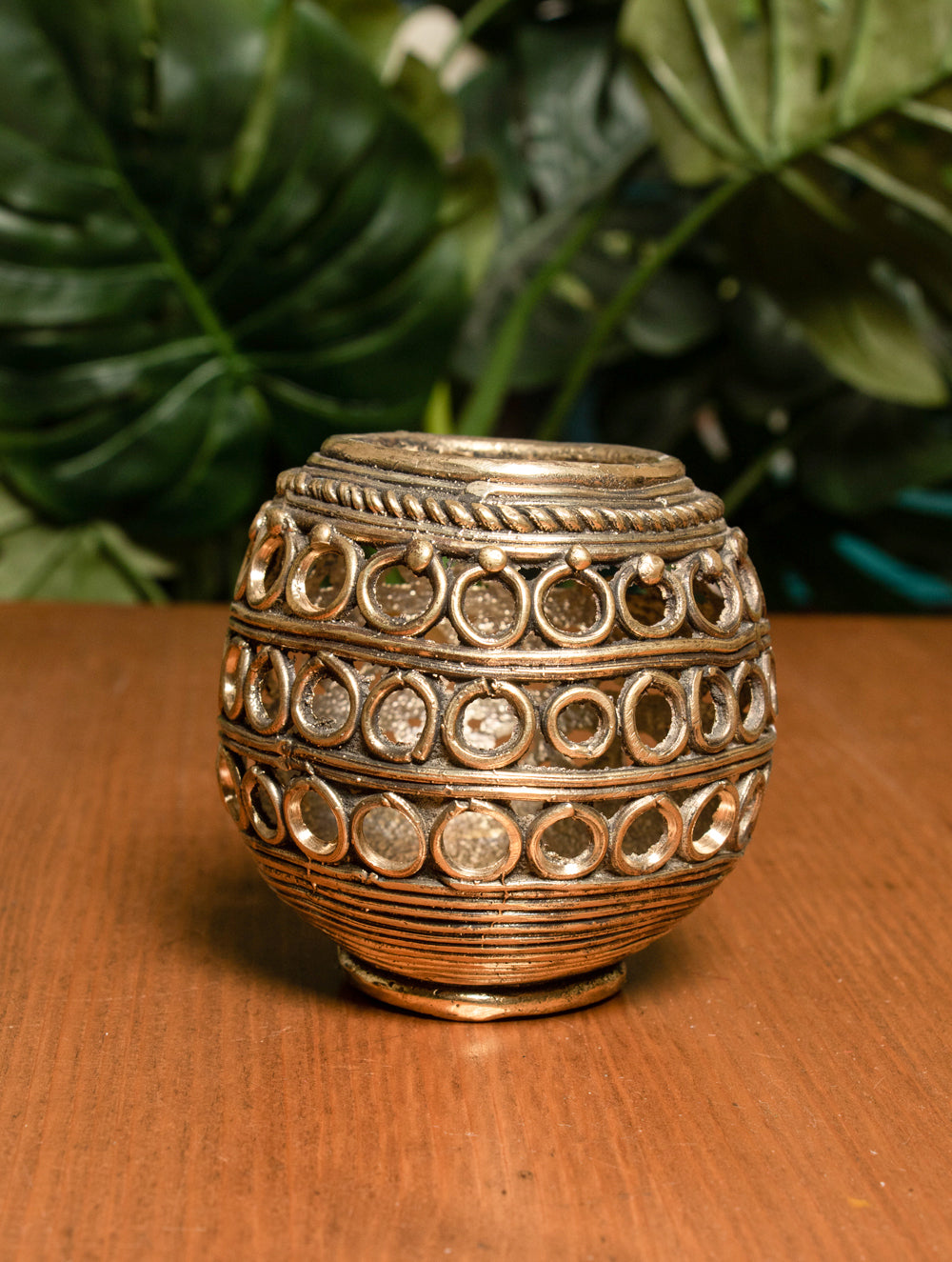 Dhokra Craft Stationery Holder - Jaali - The India Craft House 
